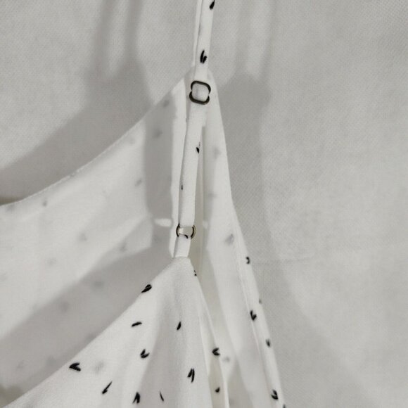 Abound Tank Top Sheer Lined Women Size 2X Ivory Black Print Spaghetti Strap - Picture 5 of 9